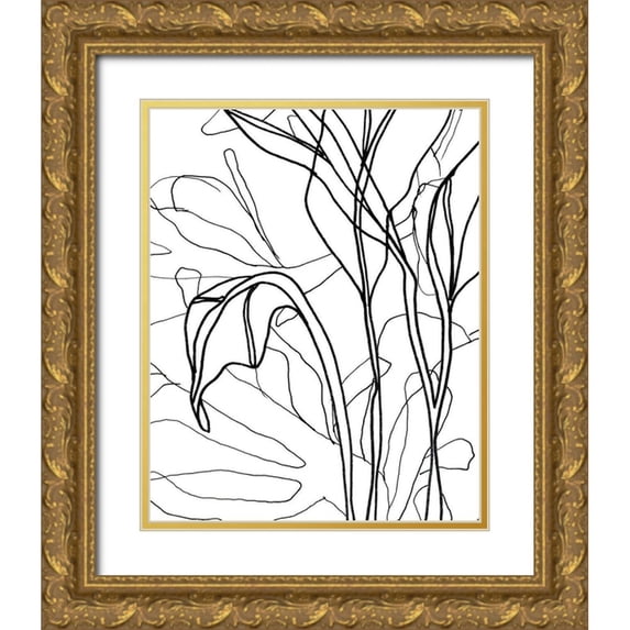 Vess, June Erica 20x24 Gold Ornate Wood Framed with Double Matting Museum Art Print Titled - Tropical Lines IV
