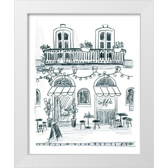 Vess, June Erica 20x24 White Modern Wood Framed Museum Art Print Titled - Italian Street Sketch II