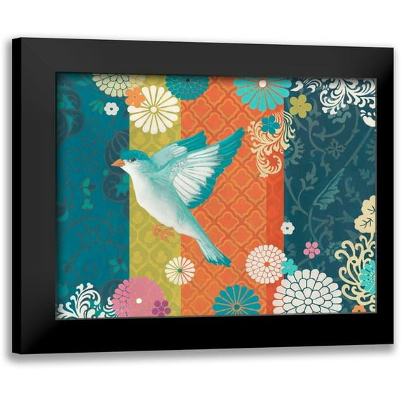 Vess, June Erica 24x19 Black Modern Framed Museum Art Print Titled - Floral Flight II