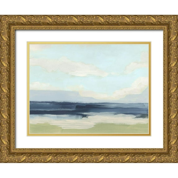 Vess, June Erica 24x19 Gold Ornate Wood Framed with Double Matting Museum Art Print Titled - Verdant Coast II