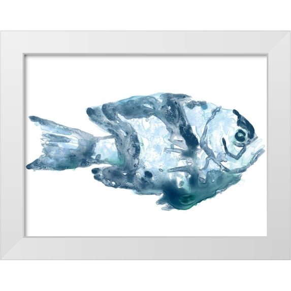 Vess, June Erica 24x19 White Modern Wood Framed Museum Art Print Titled - Blue Ocean Fish III