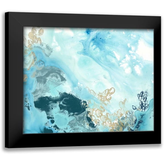 Vess, June Erica 24x20 Black Modern Framed Museum Art Print Titled - Aqua Wave Form II