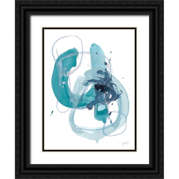 Vess, June Erica 25x32 Black Ornate Wood Framed with Double Matting Museum Art Print Titled - Aqua Orbit II
