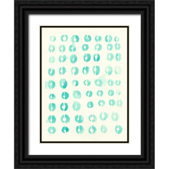 Vess, June Erica 25x32 Black Ornate Wood Framed with Double Matting Museum Art Print Titled - Blue Batik Motif I