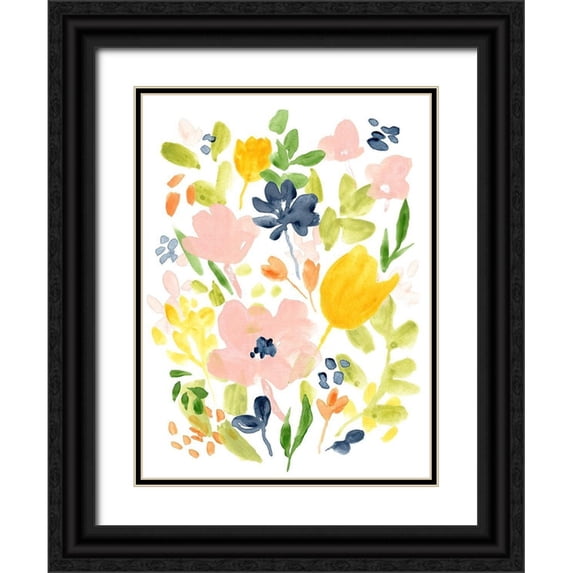 Vess, June Erica 25x32 Black Ornate Wood Framed with Double Matting Museum Art Print Titled - Meadow Potpourri I