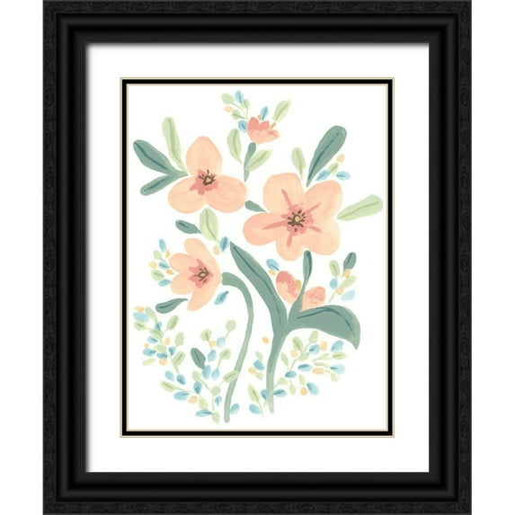 Vess, June Erica 25x32 Black Ornate Wood Framed with Double Matting Museum Art Print Titled - Naive Garden Posey III