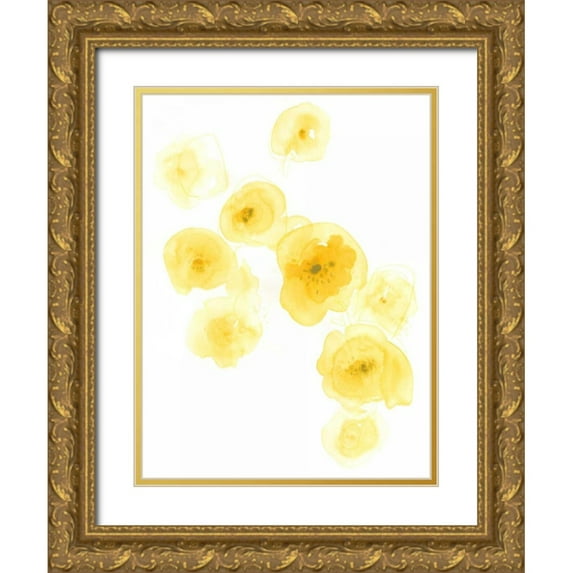 Vess, June Erica 25x32 Gold Ornate Wood Framed with Double Matting Museum Art Print Titled - Falling Blossoms III