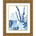 thumbnail image 1 of Vess, June Erica 25x32 Gold Ornate Wood Framed with Double Matting Museum Art Print Titled - Indigo Succulent III, 1 of 4