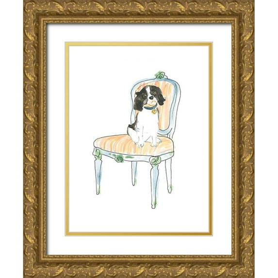 Vess, June Erica 25x32 Gold Ornate Wood Framed with Double Matting Museum Art Print Titled - Petite Chien I
