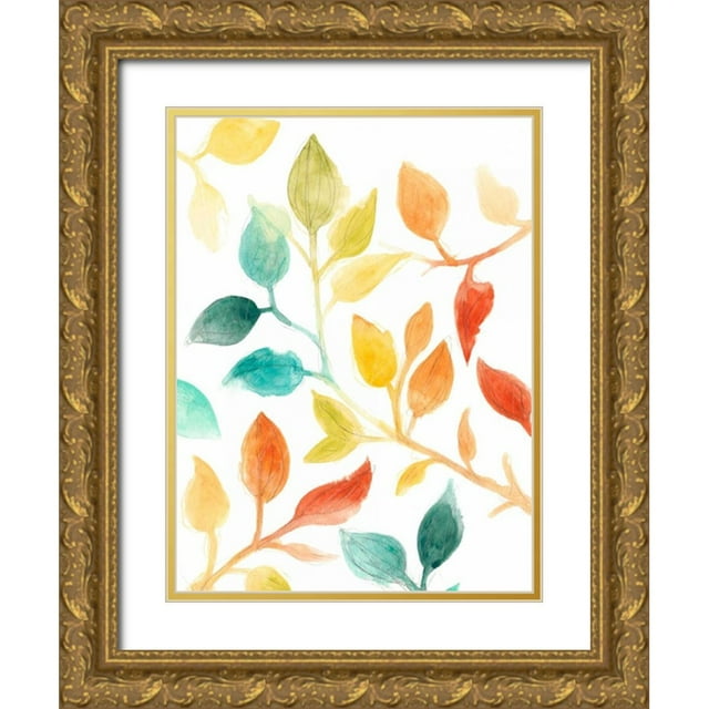 Vess, June Erica 25x32 Gold Ornate Wood Framed with Double Matting Museum Art Print Titled - Spectrum Leaves I