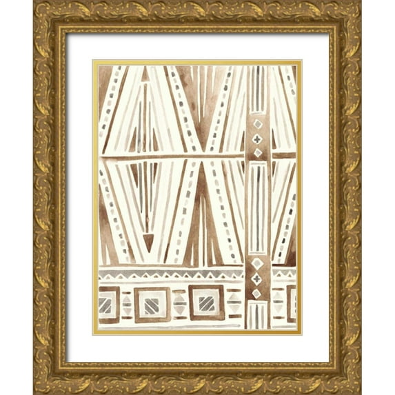 Vess, June Erica 25x32 Gold Ornate Wood Framed with Double Matting Museum Art Print Titled - Tribal Impressions IV