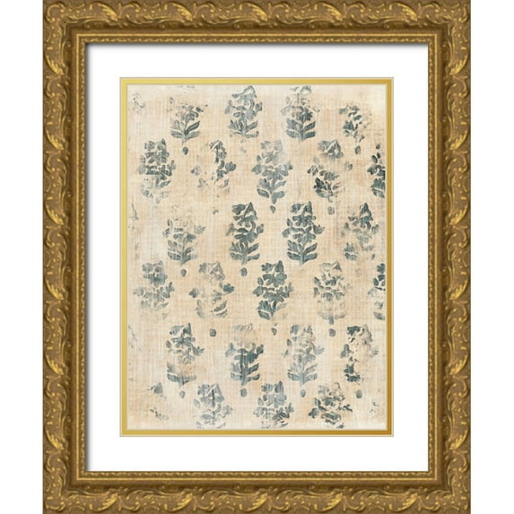 Vess, June Erica 25x32 Gold Ornate Wood Framed with Double Matting Museum Art Print Titled - Vintage Blockprint I