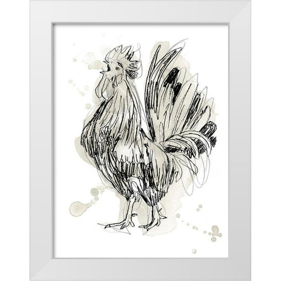 Vess, June Erica 25x32 White Modern Wood Framed Museum Art Print Titled - Feathered Fowl II