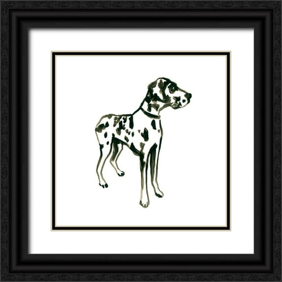 Vess, June Erica 26x26 Black Ornate Wood Framed with Double Matting Museum Art Print Titled - Canine Cameo II