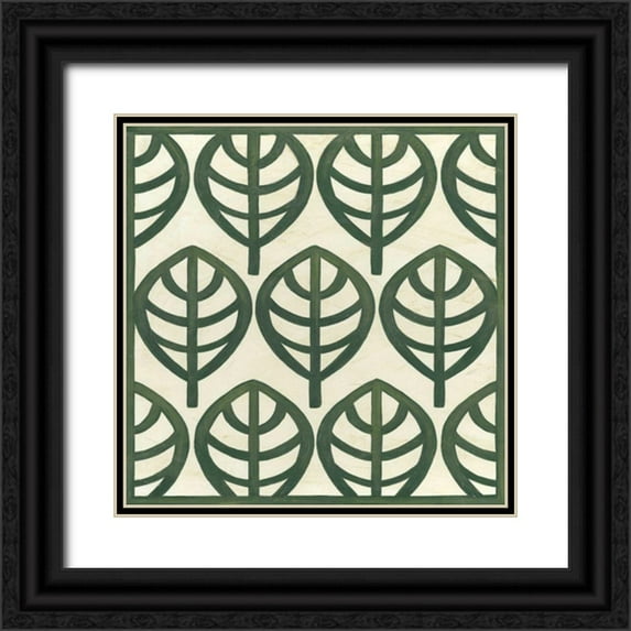 Vess, June Erica 26x26 Black Ornate Wood Framed with Double Matting Museum Art Print Titled - Cottage Leaves III