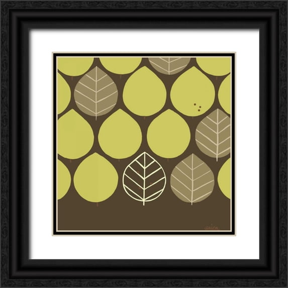 Vess, June Erica 26x26 Black Ornate Wood Framed with Double Matting Museum Art Print Titled - Forest Motif I