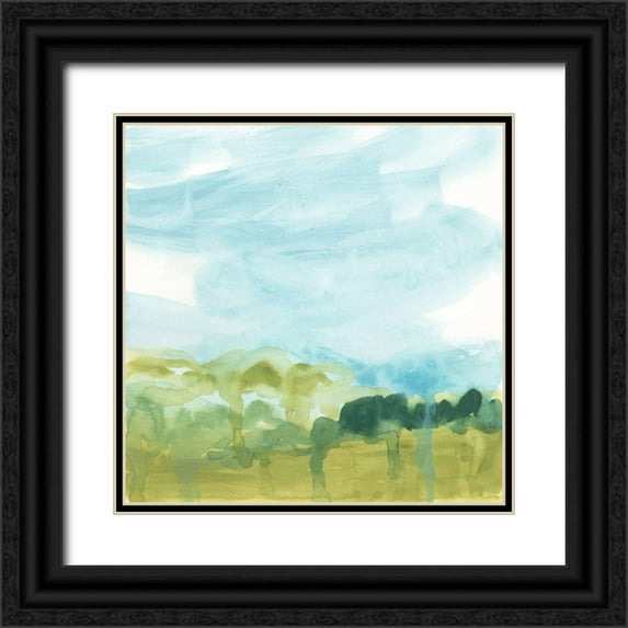 Vess, June Erica 26x26 Black Ornate Wood Framed with Double Matting Museum Art Print Titled - Landscape Flow II