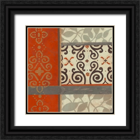 Vess, June Erica 26x26 Black Ornate Wood Framed with Double Matting Museum Art Print Titled - Mandarin Scroll I