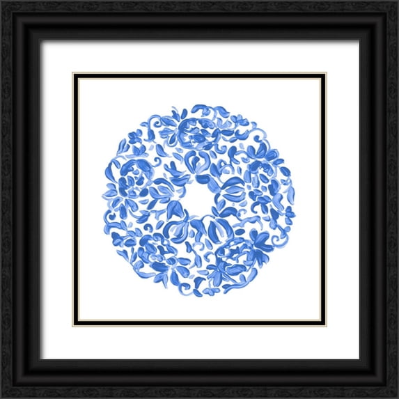 Vess, June Erica 26x26 Black Ornate Wood Framed with Double Matting Museum Art Print Titled - Porcelain Medallion III