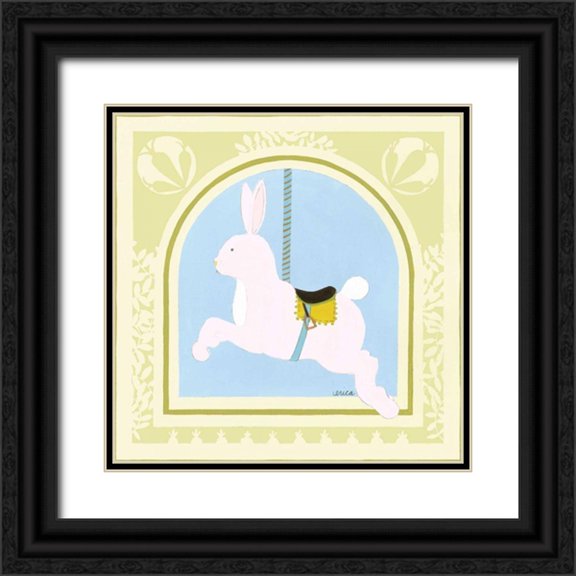 Vess, June Erica 26x26 Black Ornate Wood Framed with Double Matting Museum Art Print Titled - Rabbit Carousel