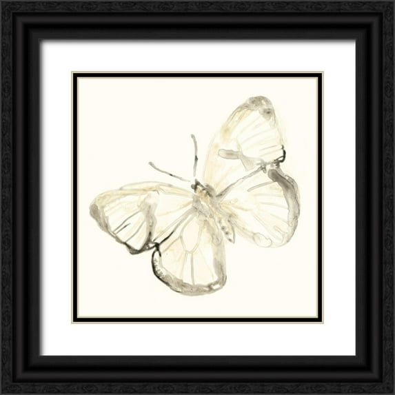 Vess, June Erica 26x26 Black Ornate Wood Framed with Double Matting Museum Art Print Titled - Sepia Butterfly Impressions III