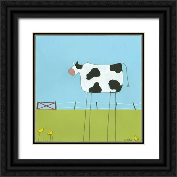 Vess, June Erica 26x26 Black Ornate Wood Framed with Double Matting Museum Art Print Titled - Stick-leg Cow II