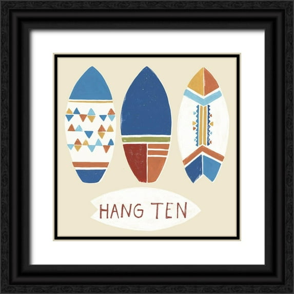 Vess, June Erica 26x26 Black Ornate Wood Framed with Double Matting Museum Art Print Titled - Surfs Up! II
