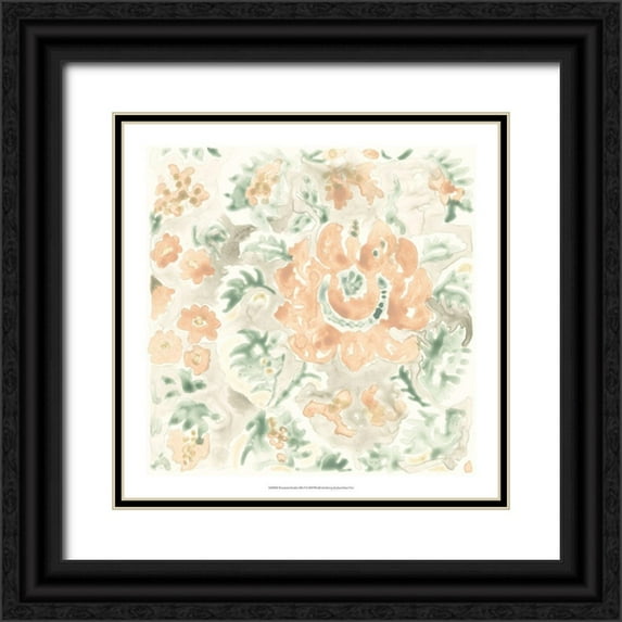 Vess, June Erica 26x26 Black Ornate Wood Framed with Double Matting Museum Art Print Titled - Terracotta Garden Tile I