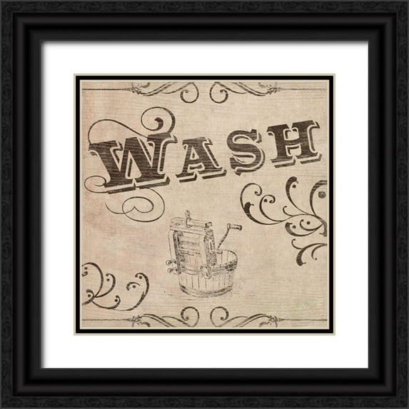 Vess, June Erica 26x26 Black Ornate Wood Framed with Double Matting Museum Art Print Titled - Vintage Laundry Signs II