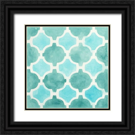 Vess, June Erica 26x26 Black Ornate Wood Framed with Double Matting Museum Art Print Titled - Watercolor Tile II