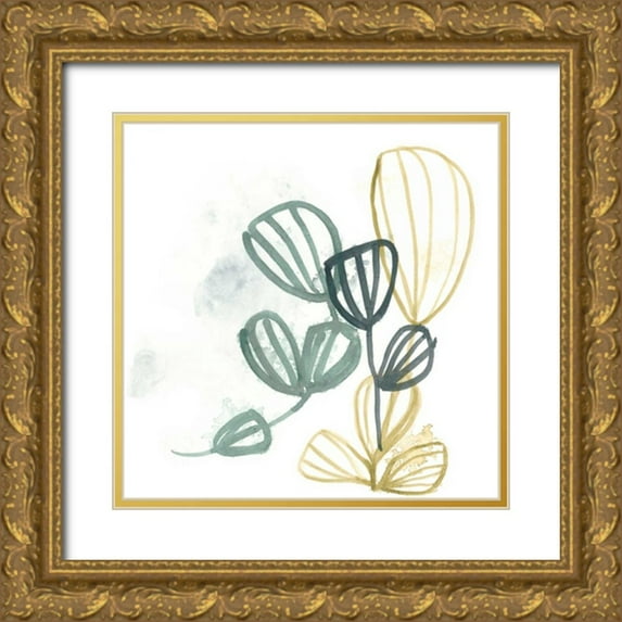 Vess, June Erica 26x26 Gold Ornate Wood Framed with Double Matting Museum Art Print Titled - Abstract Sea Fan III