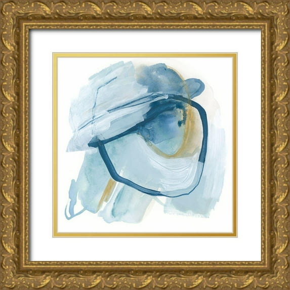 Vess, June Erica 26x26 Gold Ornate Wood Framed with Double Matting Museum Art Print Titled - Blue Interference III