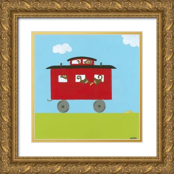 Vess, June Erica 26x26 Gold Ornate Wood Framed with Double Matting Museum Art Print Titled - Circus Train IV