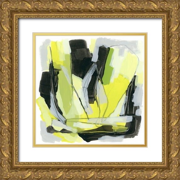 Vess, June Erica 26x26 Gold Ornate Wood Framed with Double Matting Museum Art Print Titled - Citron Jungle IV