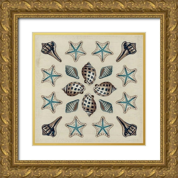 Vess, June Erica 26x26 Gold Ornate Wood Framed with Double Matting Museum Art Print Titled - Coastal Kaleidoscope III