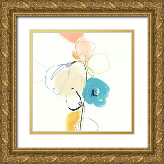 Vess, June Erica 26x26 Gold Ornate Wood Framed with Double Matting Museum Art Print Titled - Contour Garden II