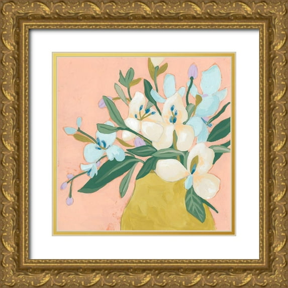 Vess, June Erica 26x26 Gold Ornate Wood Framed with Double Matting Museum Art Print Titled - Floral Allure II