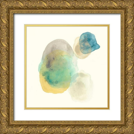 Vess, June Erica 26x26 Gold Ornate Wood Framed with Double Matting Museum Art Print Titled - Fluid Geology II