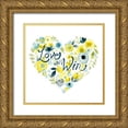 thumbnail image 1 of Vess, June Erica 26x26 Gold Ornate Wood Framed with Double Matting Museum Art Print Titled - Heartfelt Floral II, 1 of 4