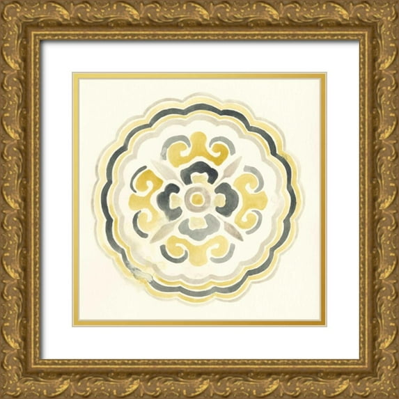Vess, June Erica 26x26 Gold Ornate Wood Framed with Double Matting Museum Art Print Titled - Modern Medallions II