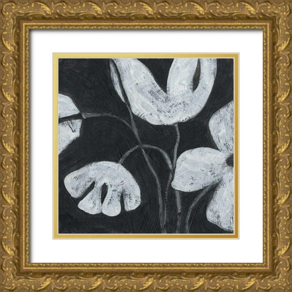 Vess, June Erica 26x26 Gold Ornate Wood Framed with Double Matting Museum Art Print Titled - Monochrome Meadow III