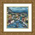 thumbnail image 1 of Vess, June Erica 26x26 Gold Ornate Wood Framed with Double Matting Museum Art Print Titled - Mosaic Harbor I, 1 of 4