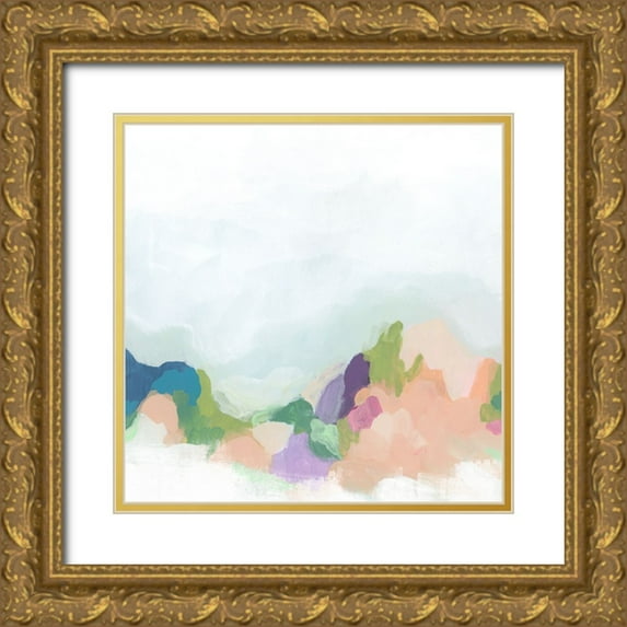 Vess, June Erica 26x26 Gold Ornate Wood Framed with Double Matting Museum Art Print Titled - Palette Topography I