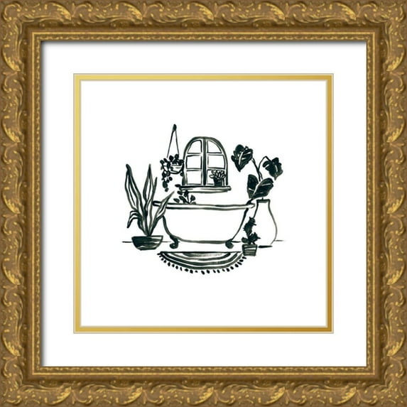 Vess, June Erica 26x26 Gold Ornate Wood Framed with Double Matting Museum Art Print Titled - Parisian Bath Sketches I