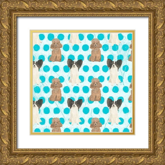 Vess, June Erica 26x26 Gold Ornate Wood Framed with Double Matting Museum Art Print Titled - Parlor Pooch Collection F