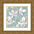 thumbnail image 1 of Vess, June Erica 26x26 Gold Ornate Wood Framed with Double Matting Museum Art Print Titled - Pastel Garden Fresco II, 1 of 4