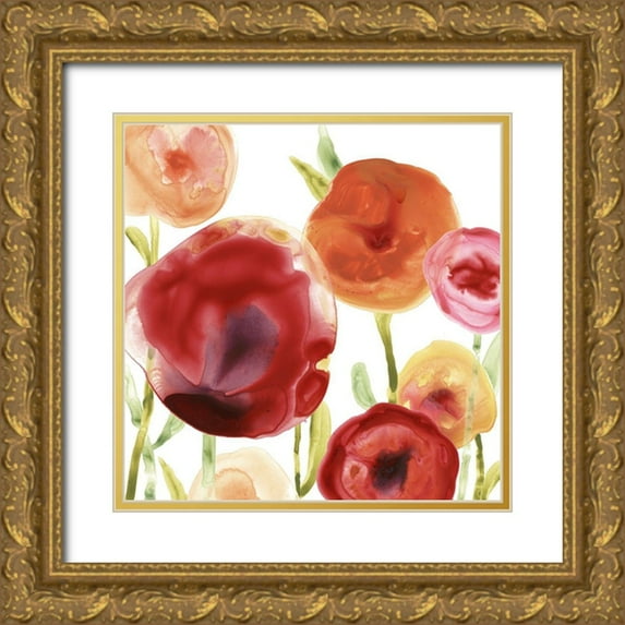 Vess, June Erica 26x26 Gold Ornate Wood Framed with Double Matting Museum Art Print Titled - Poppy Patch III