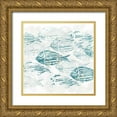 thumbnail image 1 of Vess, June Erica 26x26 Gold Ornate Wood Framed with Double Matting Museum Art Print Titled - Sealife Batik II, 1 of 4