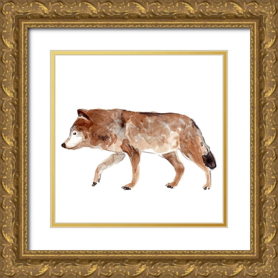 Vess, June Erica 26x26 Gold Ornate Wood Framed with Double Matting Museum Art Print Titled - Simple Lodge Animals II