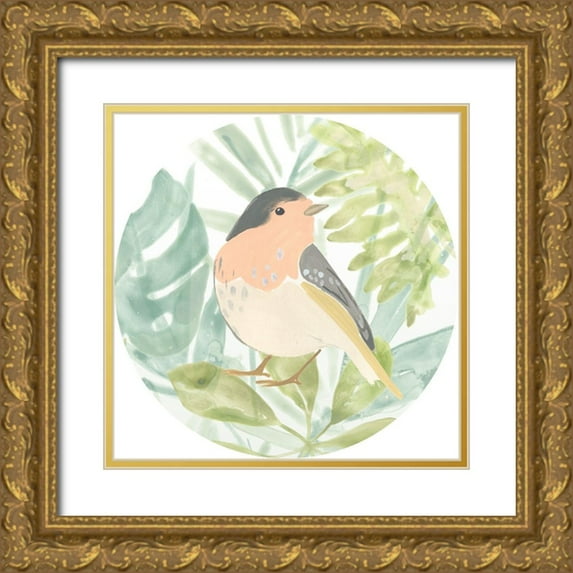 Vess, June Erica 26x26 Gold Ornate Wood Framed with Double Matting Museum Art Print Titled - Songbird Collection C